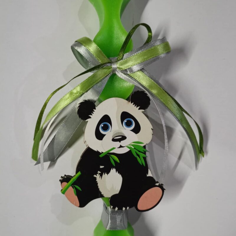 Χειροποίητη αρωματική λαμπάδα με πράσινο panda