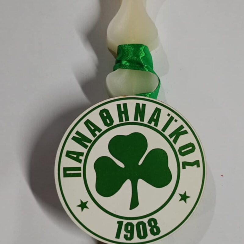 Χειροποίητη αρωματική λαμπάδα Παναθηναϊκού κερί με καμπύλες